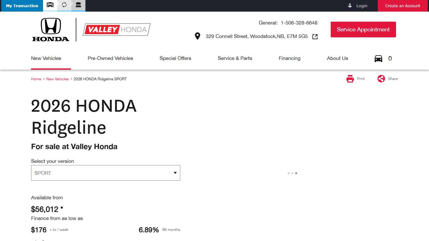 The 2026 Honda Ridgeline SPORT | Valley Honda in Woodstock