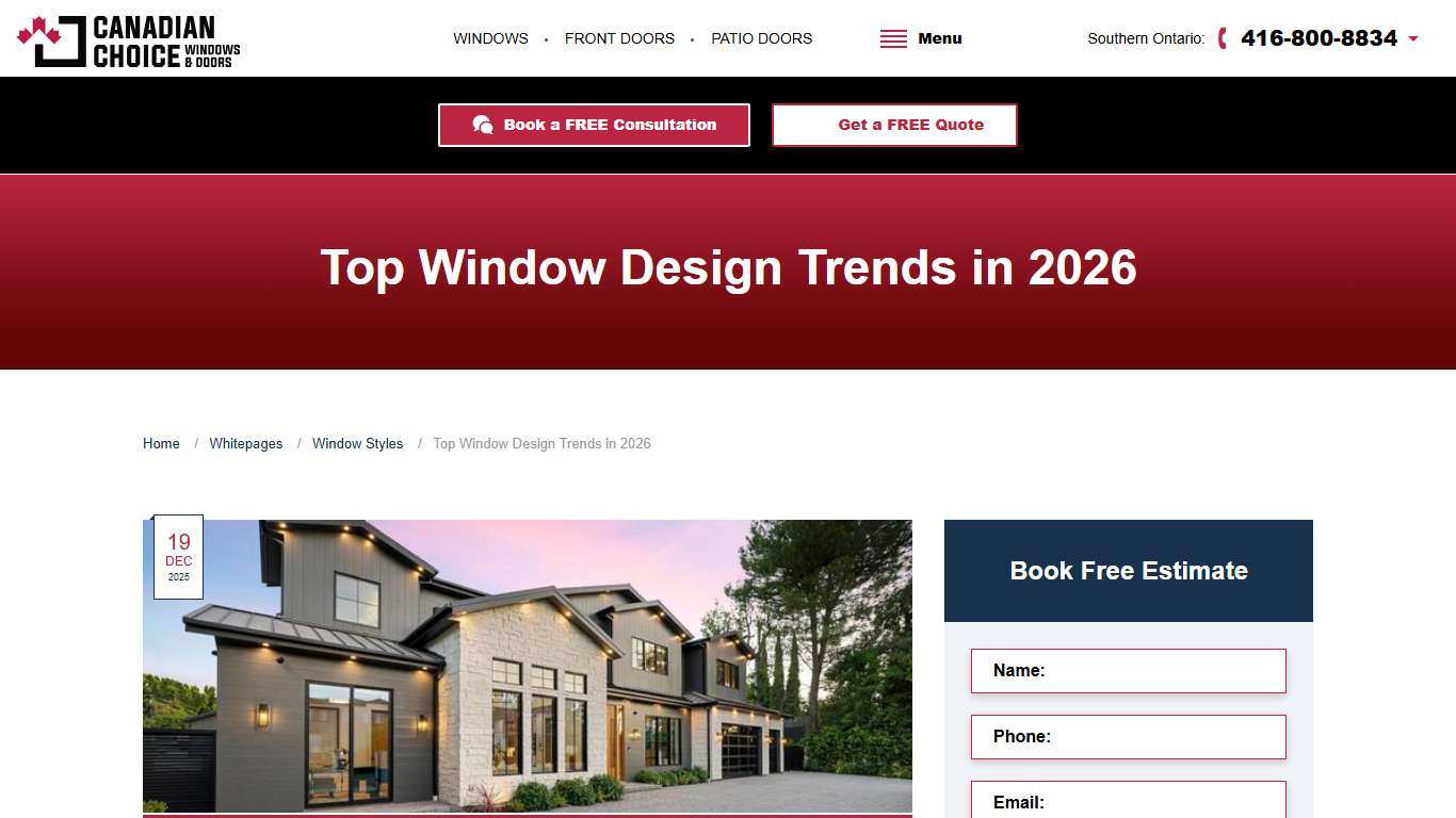 Top Window Design Trends in Canada 2026 | Styles, Materials & Smart Glass